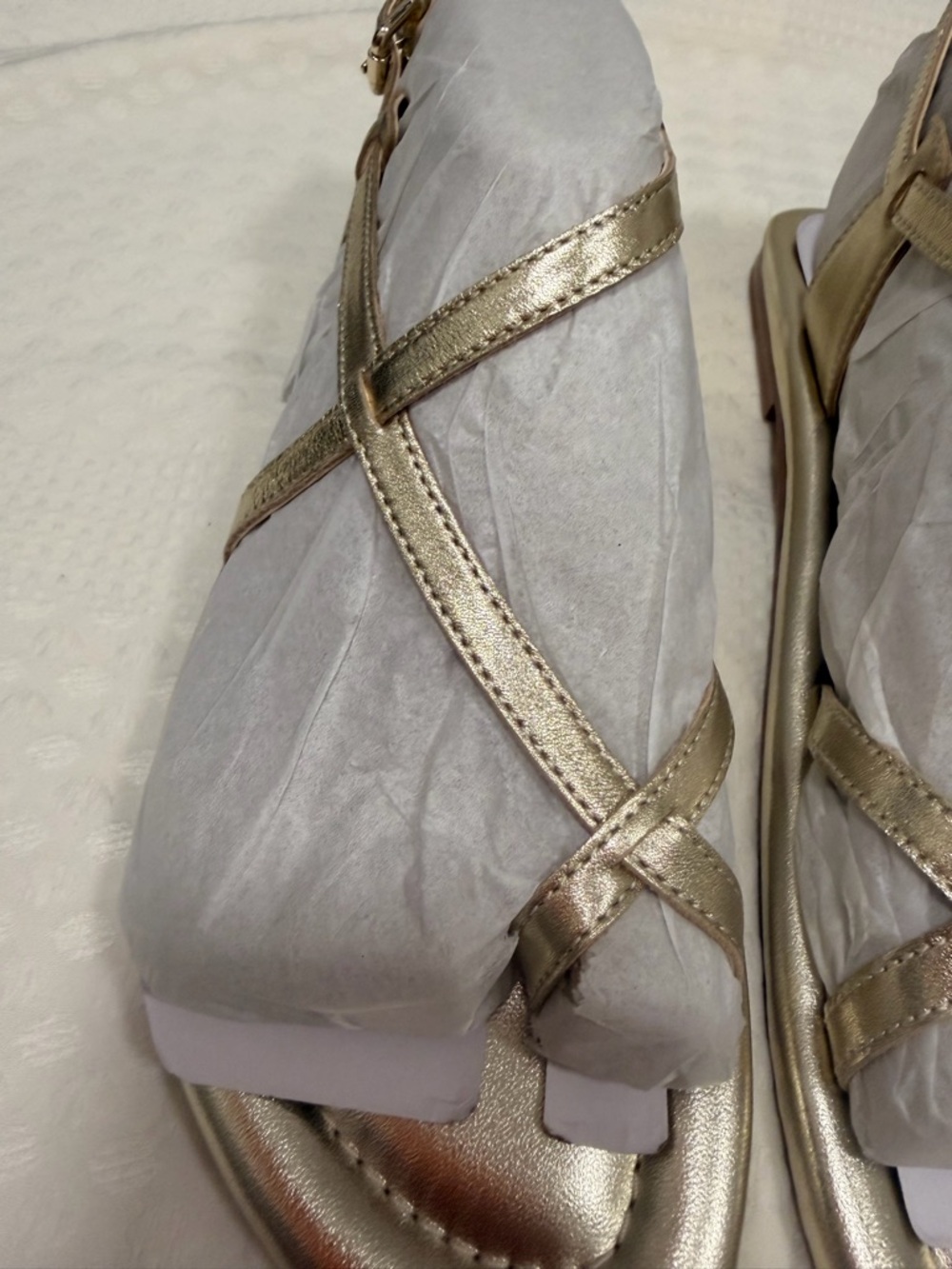 Marc Fisher Metallic Gold Strappy Sandals - NWOB - Picture 4 of 9